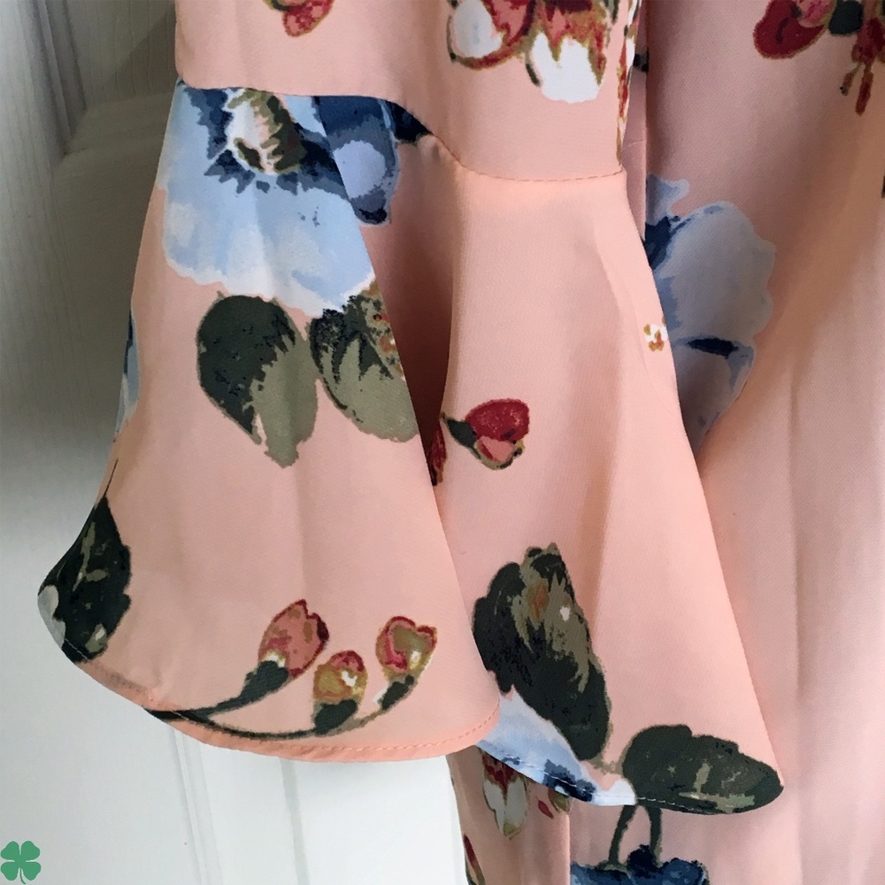 NWT My Michelle Peach 3/4 Sleeves Ruffled Blouse - Picture 5 of 9
